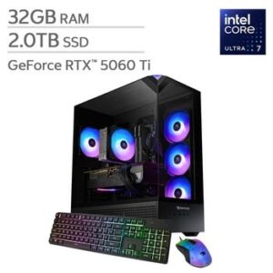 iBUYPOWER Element Gaming PC Desktop — Intel Core Ultra 7 265F — NVIDIA GeForce RTX 5060 Ti 8GB — 32GB DDR5 RAM — 2TB NVM