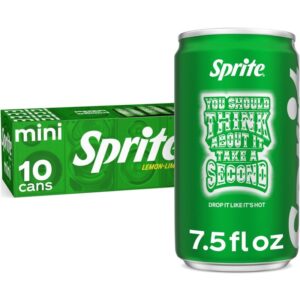 Sprite Lemon-Lime Caffeine Free Soda Pop Fridge Pack Mini Cans, 7.5 fl oz, 10 Pack