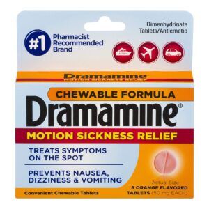 Dramamine Motion Sickness Relief – Tablet / 12 per Bottle / Bottle of 1